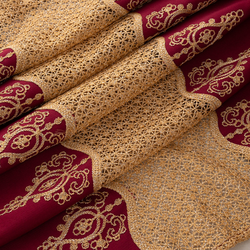 Rideau de fenêtre Skalski Macrame, Bourgogne / Doré, L 54 po x L 90 po