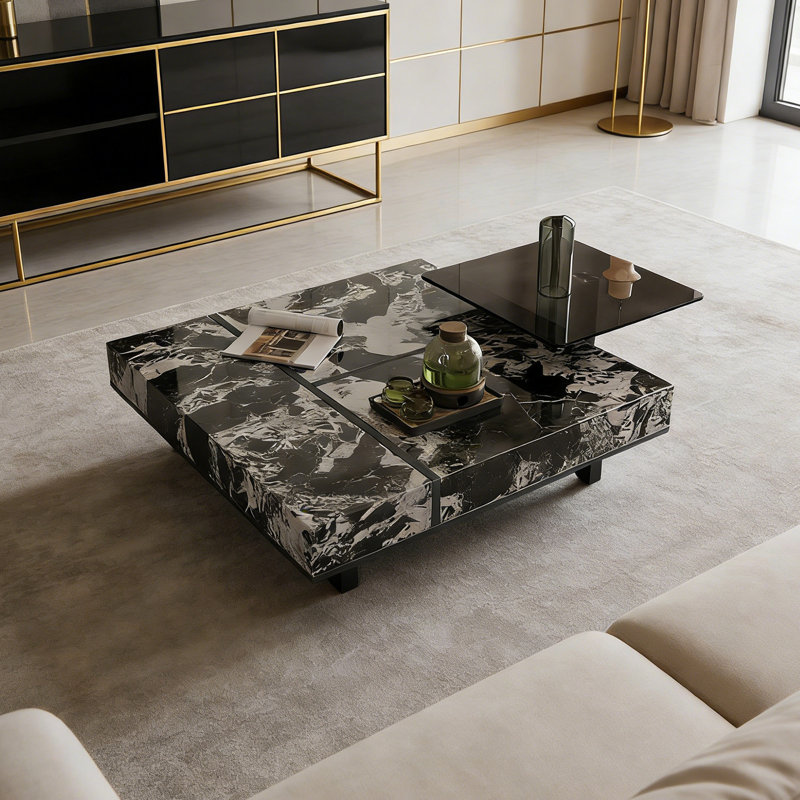 Ensemble de tables basses Simplicity Home, H 11,81 po x L 35,43 po x l 35,43 po, Noir / blanc