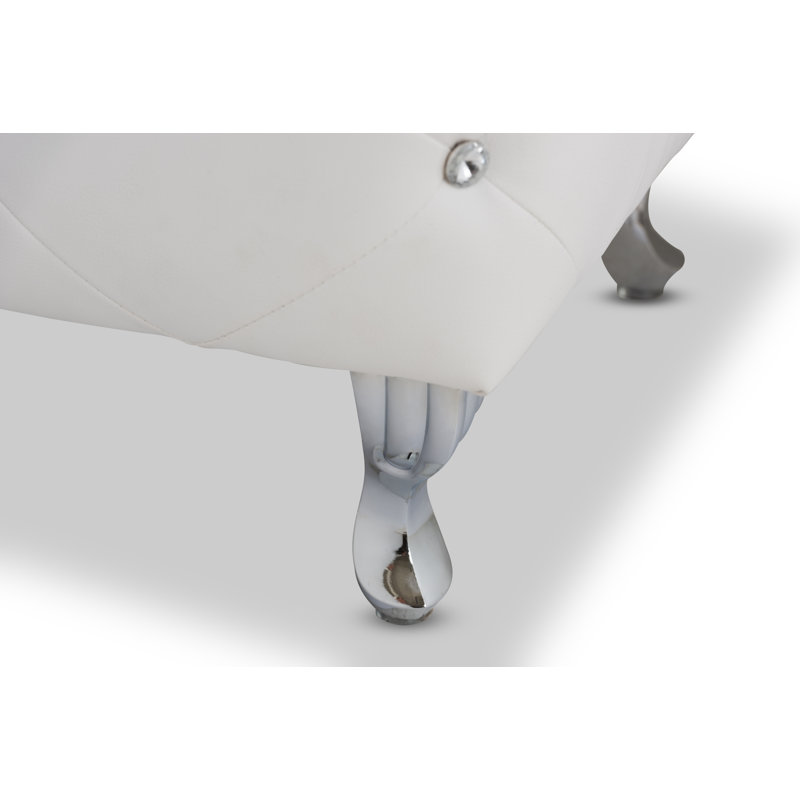 Faux Leather Ottoman, White Faux Leather