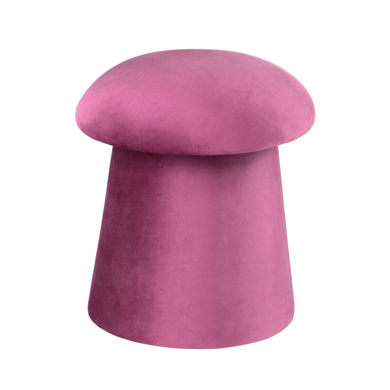 Velvet Mushroom Ottoman W/ Storage, Hot Pink