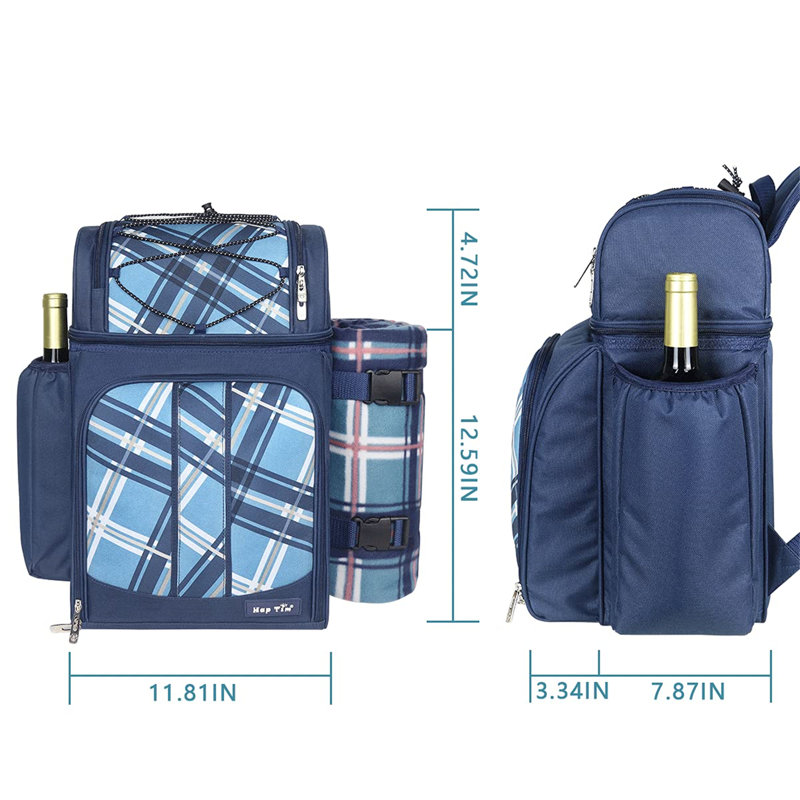 4-Person Picnic Basket Backpack With Insulated And Leak-Proof Cooler Compartment, Wine Rack, Fleece Blanket, Cutlery Set