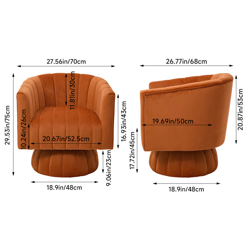 Swivel Chair, Orange Velvet
