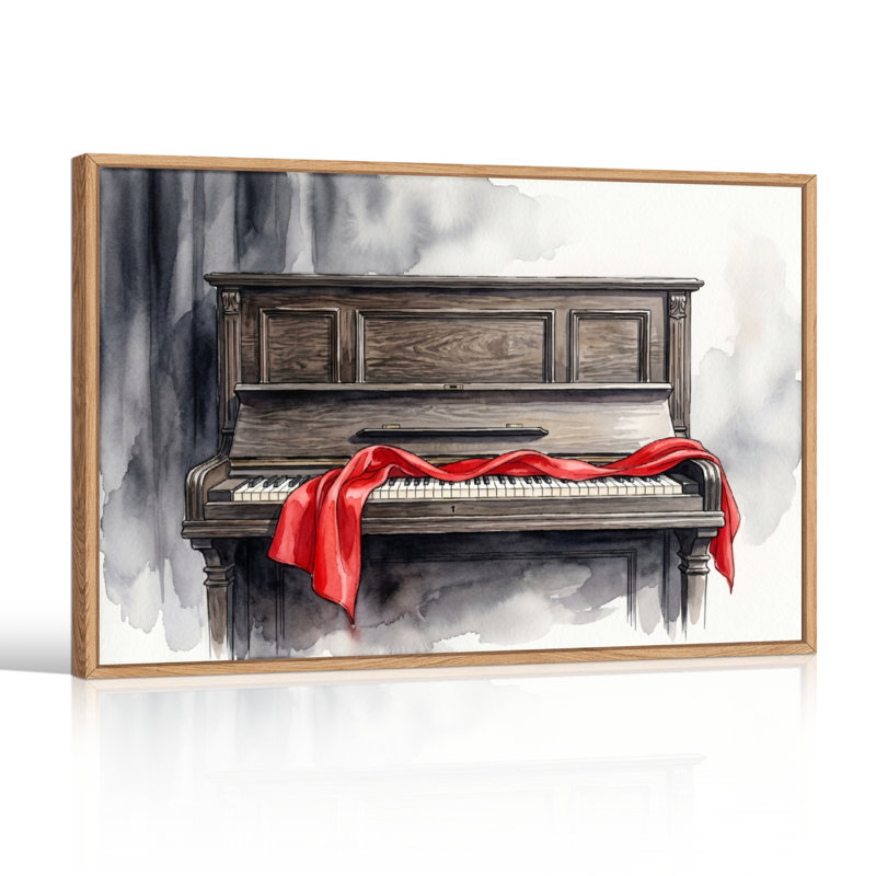 Ensemble de 1 tableau sur toile « Écharpe de piano », H 24 po x l 36 po, Naturel