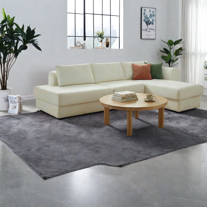 Compression 113 Inch Chenille Sectionals, Modern Spacious Home Sofa