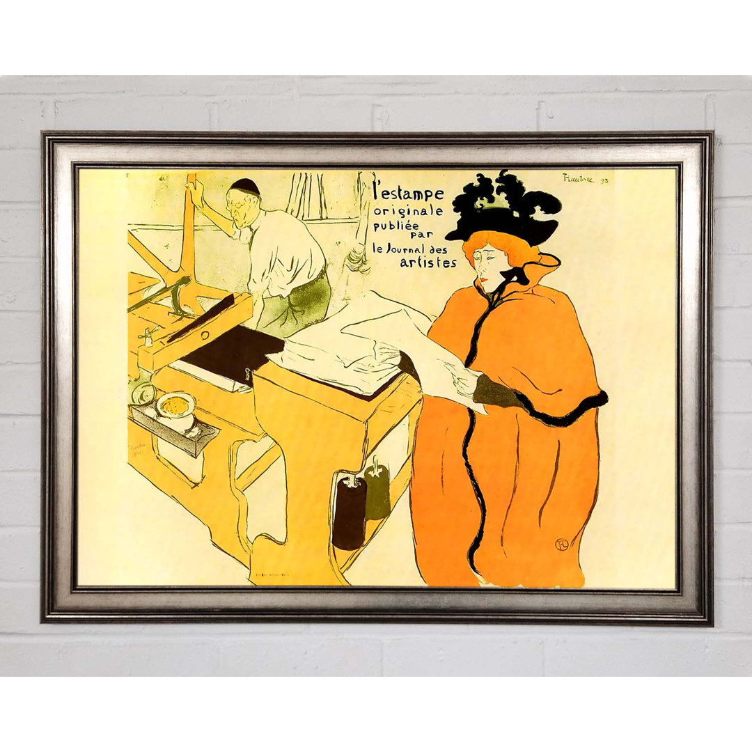 Gerahmtes Poster Toulouse Lautrec Jane Avril Checking a Print Pattern