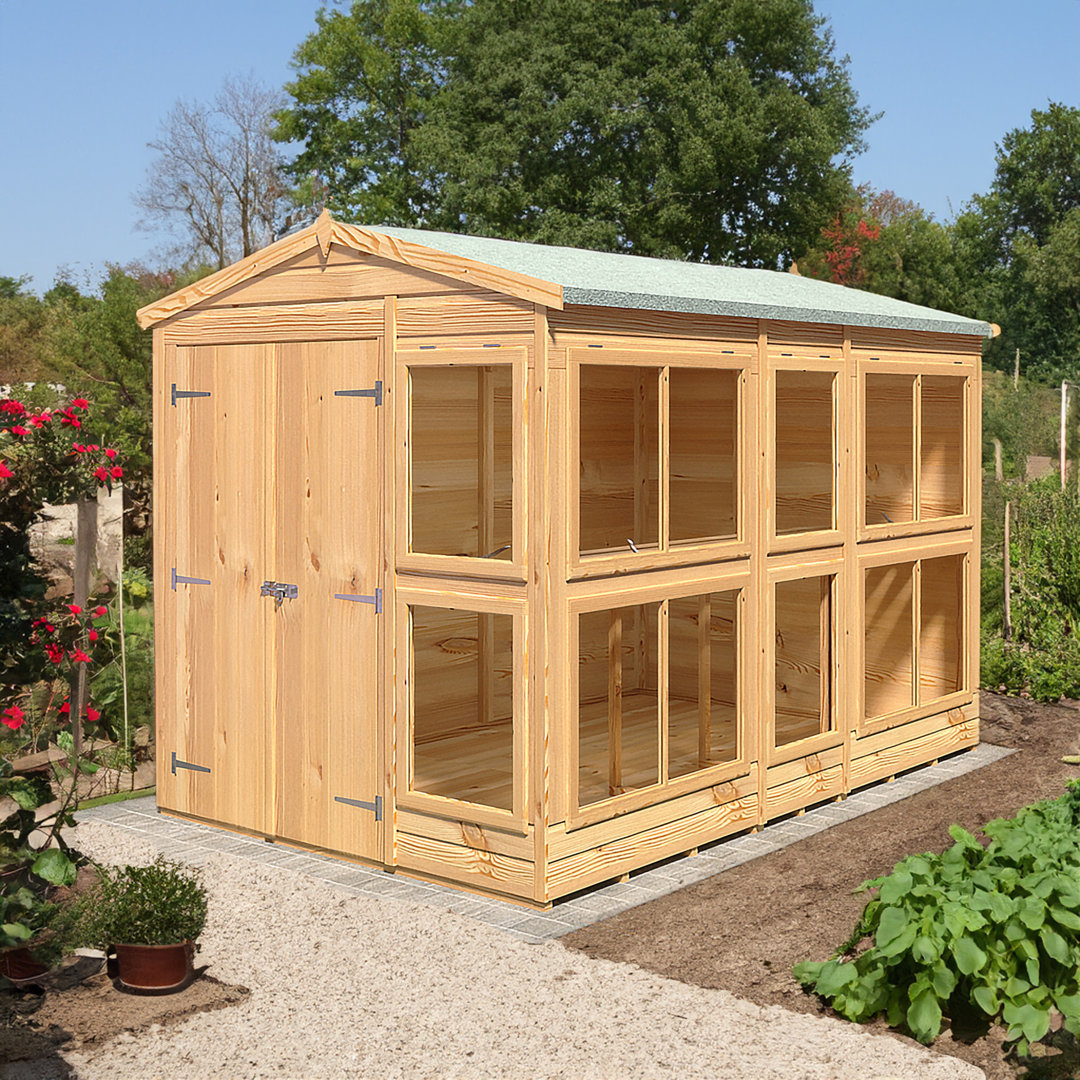 Shire 6 x 10ft Sun Hut - Pine Wood Potting Shed with Opening Windows - Image 3