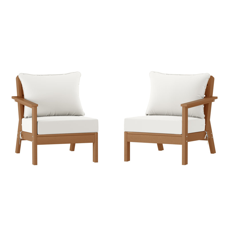 Ensemble de sièges profonds avec coussins, Teak, White