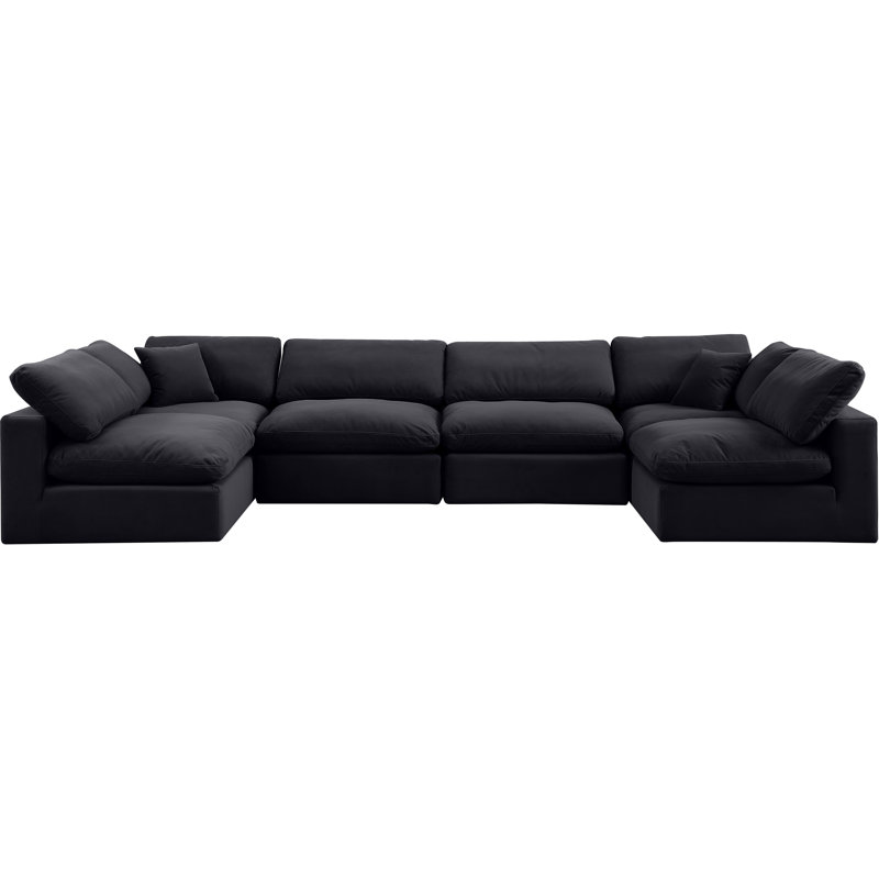 Canapé modulaire réversible en velours Hrannar, Velours noir