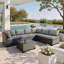 Ensemble de mobilier de patio - Résistant à l'eau et aux intempéries - Canapé modulaire en rotin et osier 7 pièces, ensemble de conversation modulaire pour l'extérieur, jardin, bord de piscine, balcon