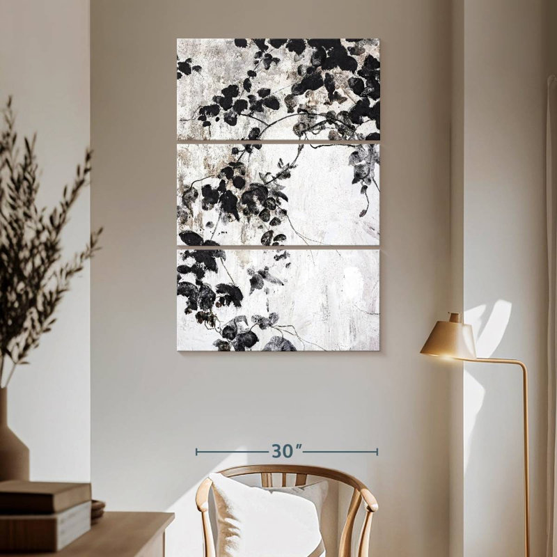 Harnek Black Leaves, 65" H x 42" W