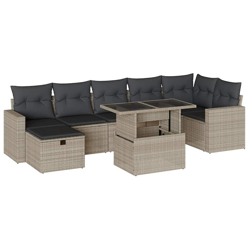  Ensemble de canapé de jardin gris clair, gris foncé
