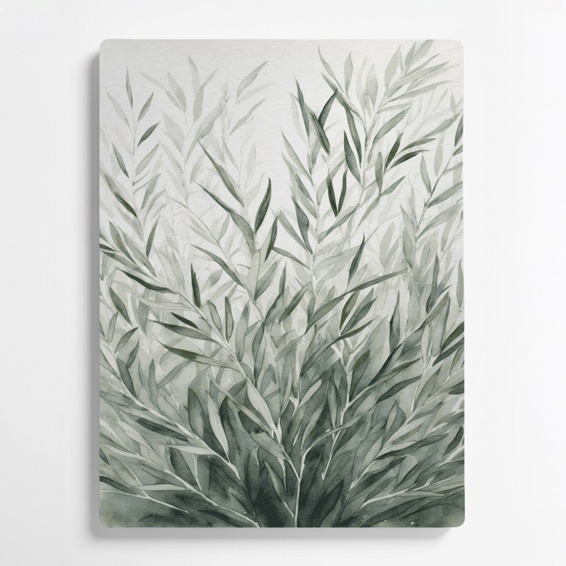 Aquarelle botanique 89, art mural en métal beige, H 30 po x l 20 po