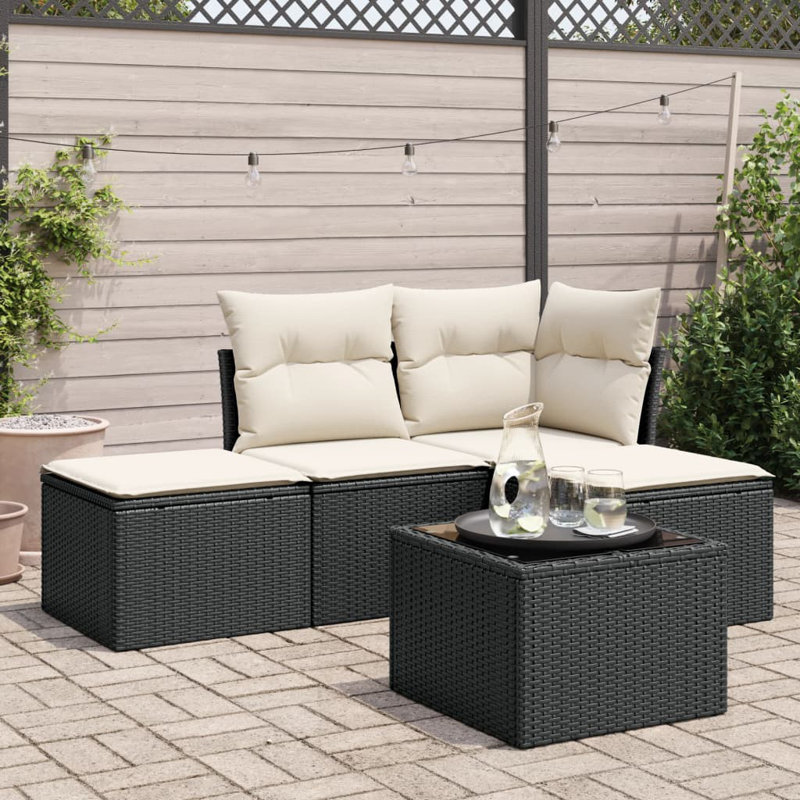 Vidaxl Garden Sofa Set Black And Cream