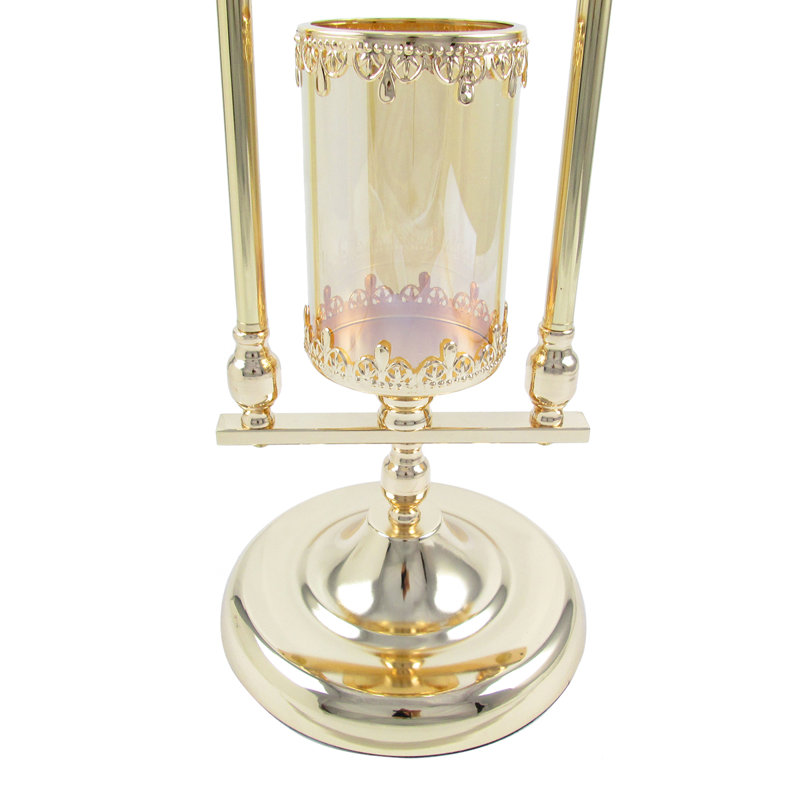 Fabre Hurricane Candle Holder Riser Centerpiece Decor, 26.5" H x 9" W x 9" D, Gold