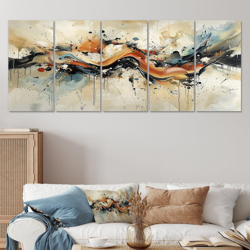 Damen - réalisme abstrait, art mural moderne, H 28 po x l 60 po, 5
