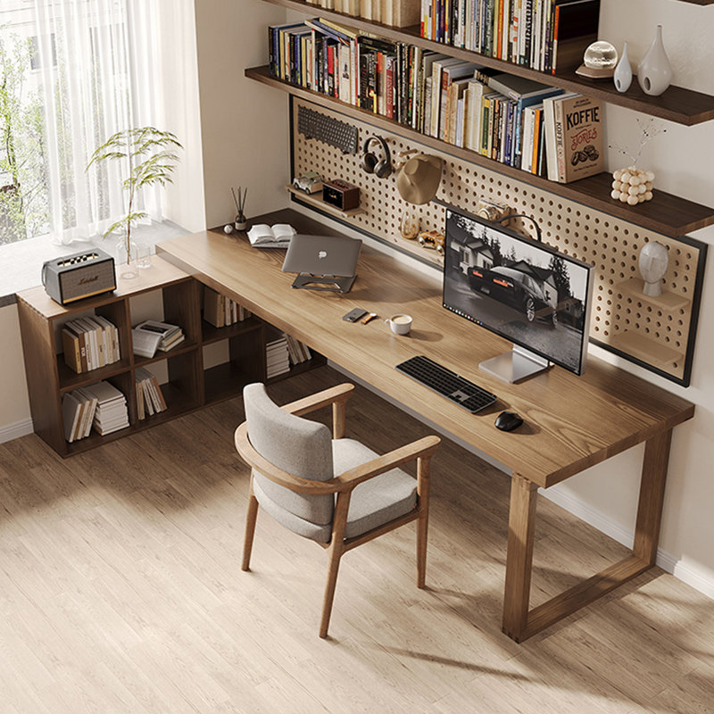 Bureaux rectangulaires en bois massif brun clair, H 29,53 po x l 62,99 po x P 23,62 po, Retour à gauche