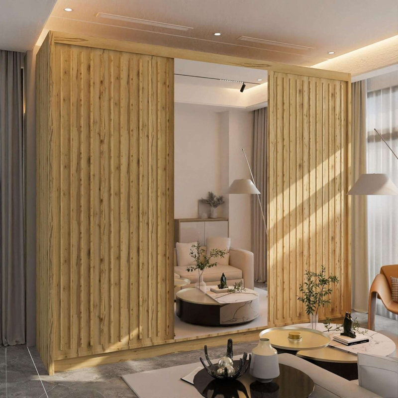 Modern Sliding Wardrobe with Mirror - 4 Colours, 3 Sizes