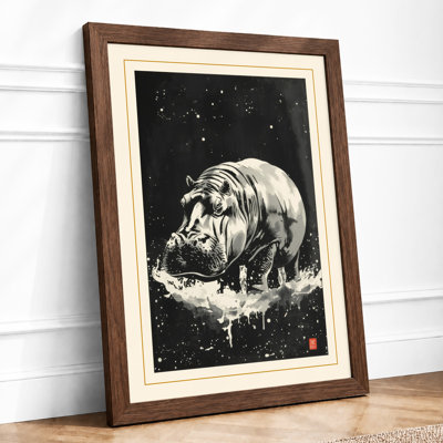 Hippopotamus Under Stars Japandi - Print