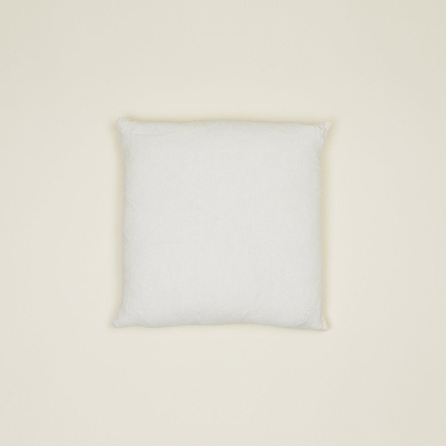 Simple Embroidered Linen Throw Pillow, Ivory, Square 22"