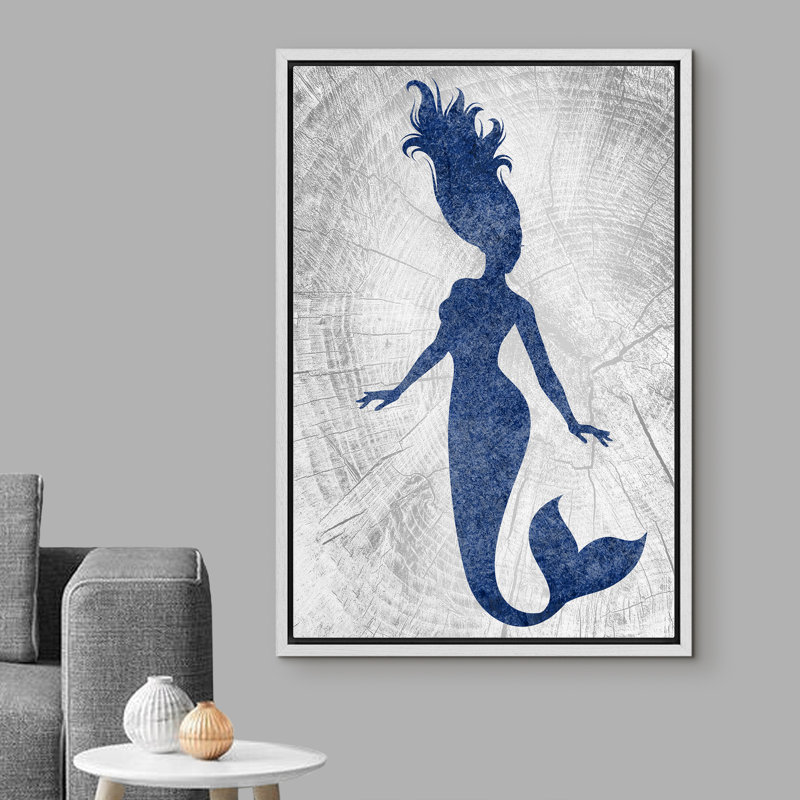 «Mermaid In The Graphite» - Reproduction sur toile flottante, Cadre blanc, H 24 po x l 16 po x P 1,5 po