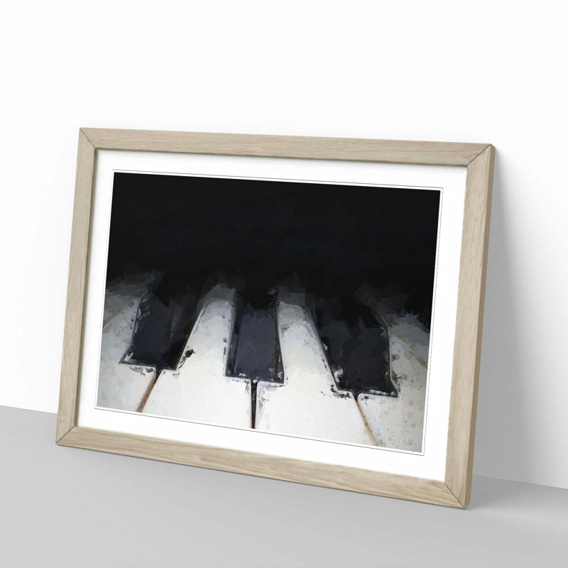 Keys of the Piano in Abstract - Framed Print, 35cm H x 50cm W x 2cm D, Oak