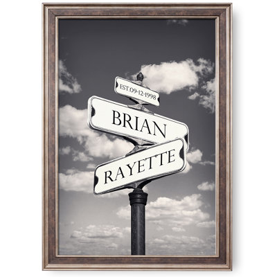 "Street sign" noir et blanc, art mural sur toile personnalisé - impression sur mesure nostalgique pour maison et cadeaux