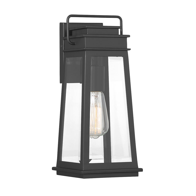 Boone 1-Light Outdoor Wall Lantern in Matte Black, 15.25" H x 6.25" W x 6.5" D