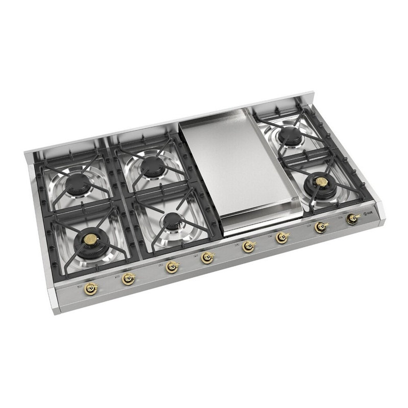ILVE Nostalgie II 48 inch Built-In Gas Cooktop with Griddle, in Stainless Steel, Liquid Propane