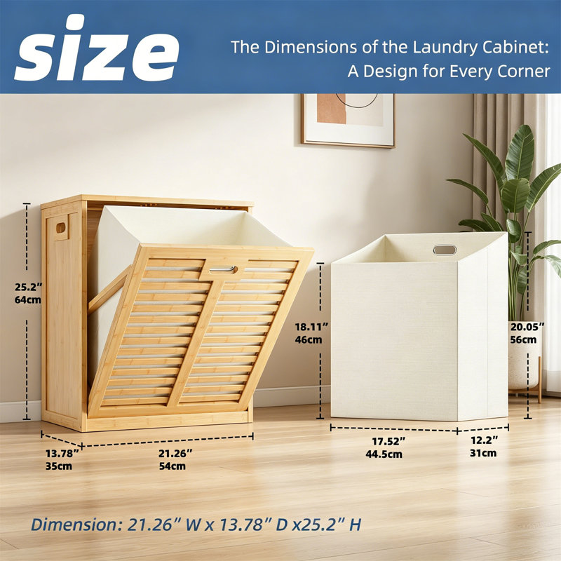 Bamboo Laundry Room Organiser, Natural