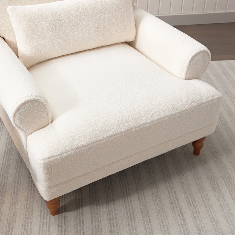 Chaise d'appoint pour salon, chambre à coucher ou appartement, White Fabric