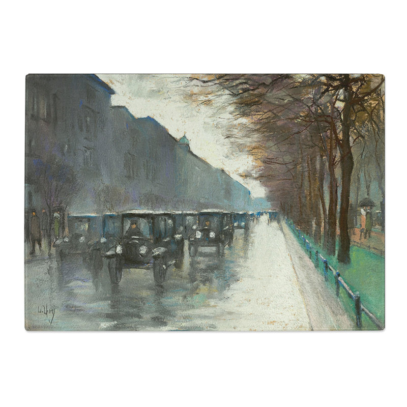 Cabs in the Rain by Lesser Ury Chopping Board, 0.4cm H x 28.5cm W x 39cm L
