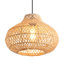 Rattan Pendant Light, Natural Wicker Shade, Iron Frame, Adjustable Height, E27 Socket, 48 Cm Diameter, For Dining Room Living Room (Bulb Not Included)