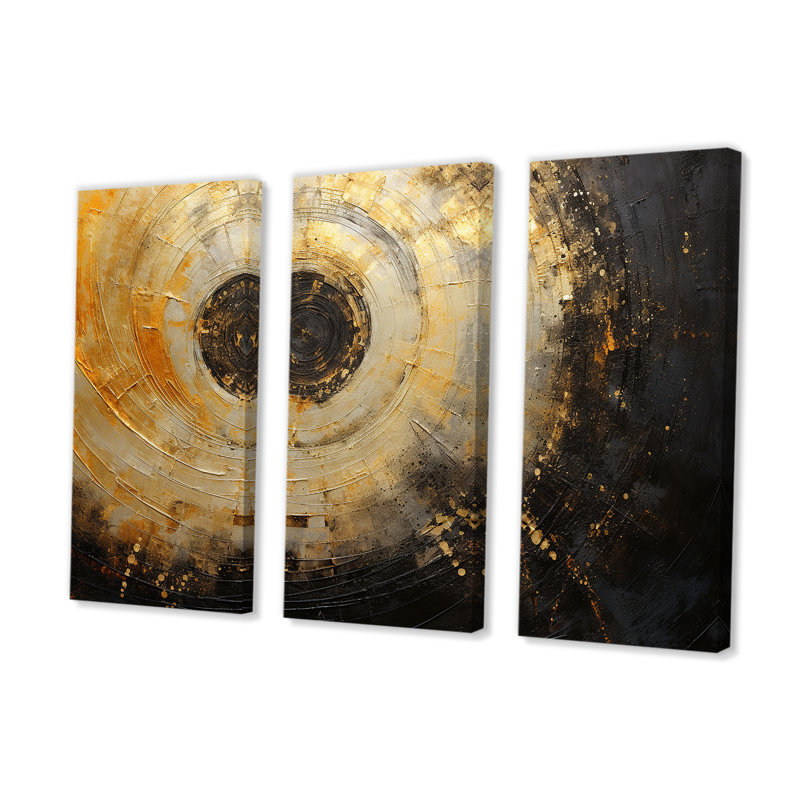 «Celestial Contrast Spirals II», ensemble d'art mural sur toile à spirales abstraites, H 32 po x l 48 po x P 1 po