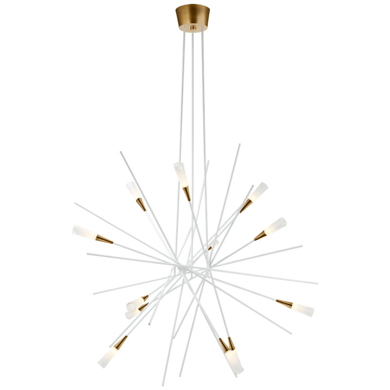 Chapman & Myers Stellar Large Chandelier, Matte White/Antique Brass