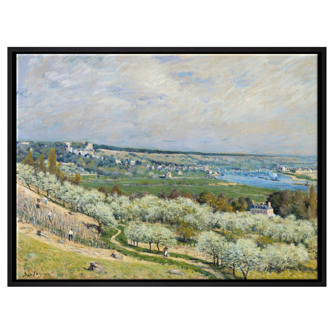 Gerahmtes Leinwandbild The Terrace in Saint-Germain Spring von Alfred Sisley