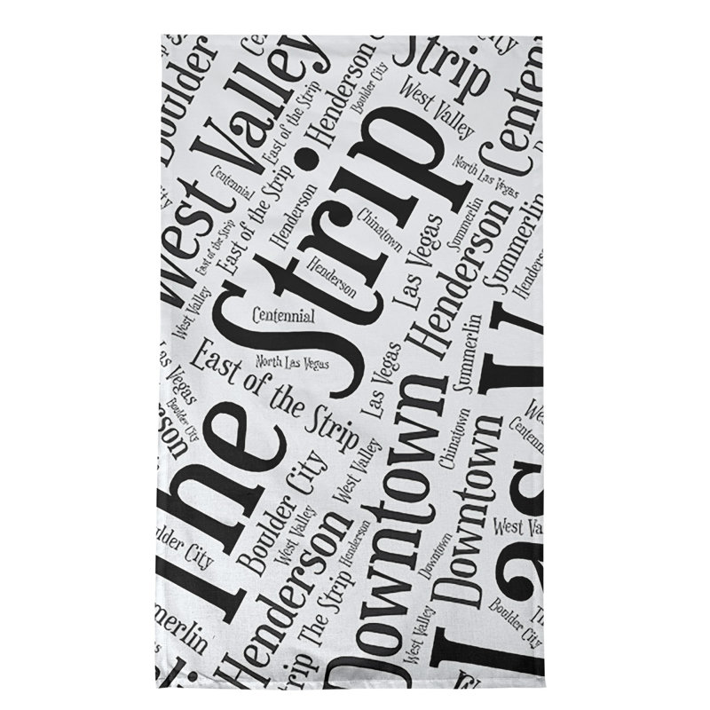 Cotton Tea Towel Kitchen Towel, Black, Las Vegas