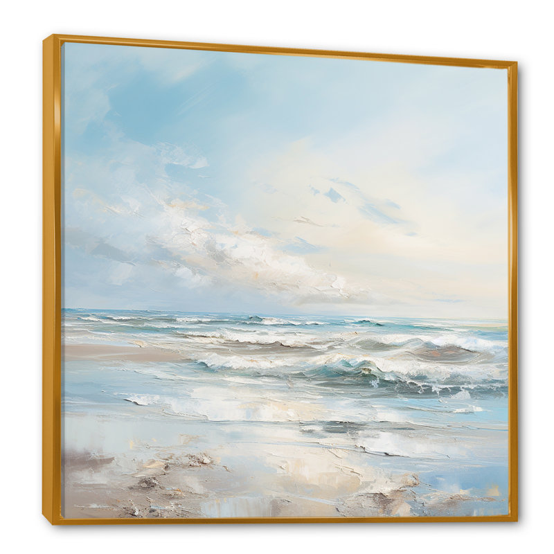 «Coastal Waves Charm in Winter», reproduction sur toile, H 36 po x l 36 po x P 1,5 po, Cadre flottant doré