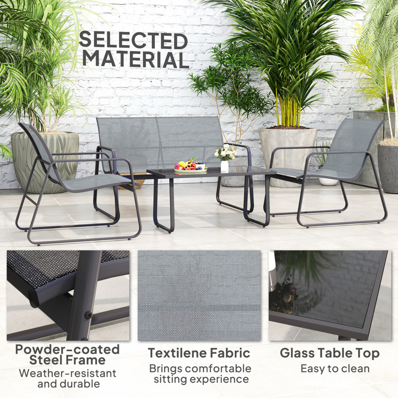Outsunny 4 Piece Garden Furniture Set Outdoor Patio Sofa Set Light Grey