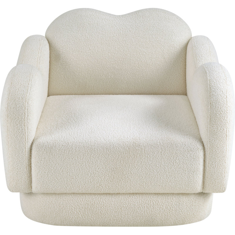 Chaise rembourrée Rainald, Tissu en peluche crème