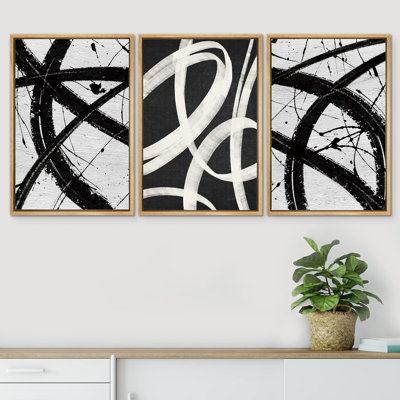«Anneau bicolore géométrique paysage graffiti et art de rue abstrait», 3 pièces