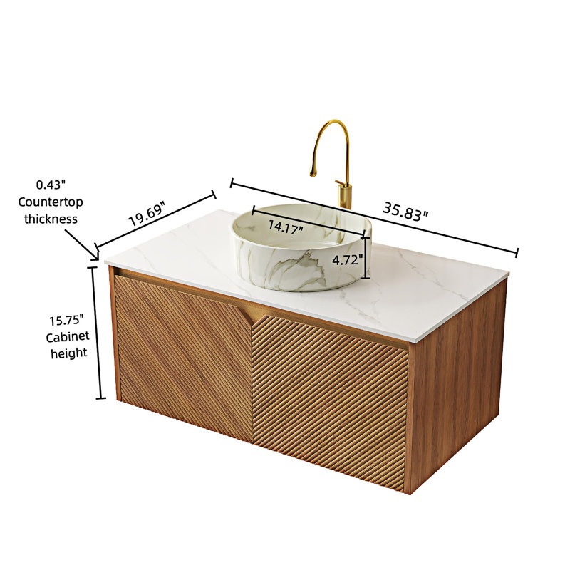 Meuble-lavabo flottant avec lavabo, 36"