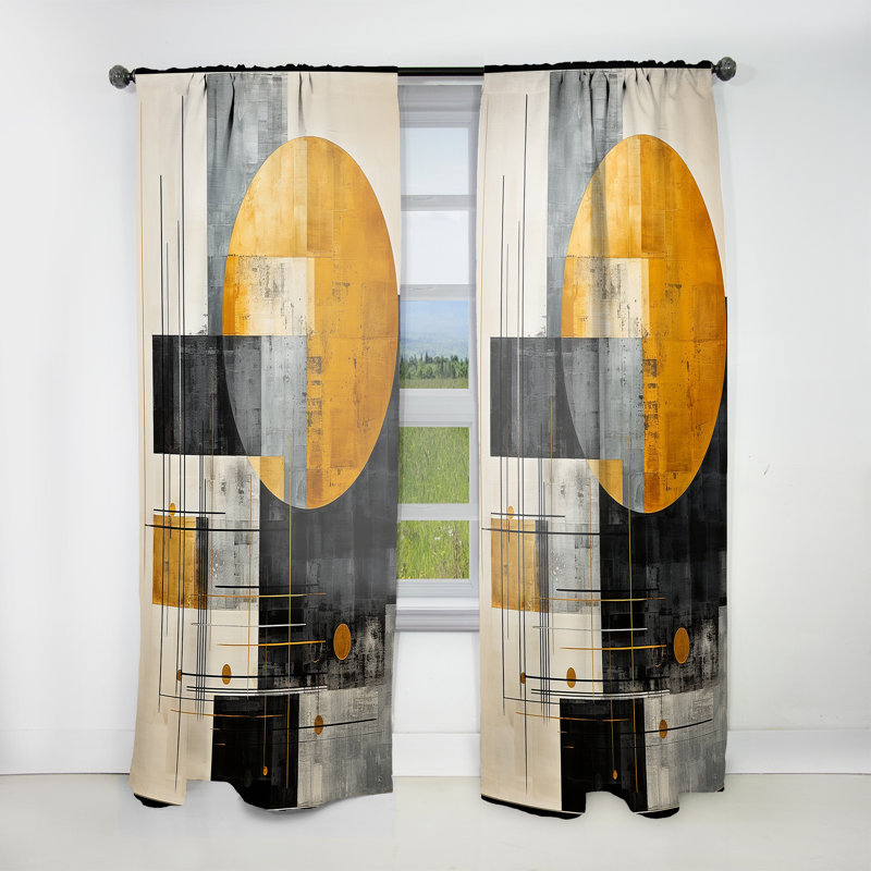 Dupont Cerulean Cubism Shapes II - Modern Velvet Curtain - Room Darkening - 1 panel, 52" W x 63" L