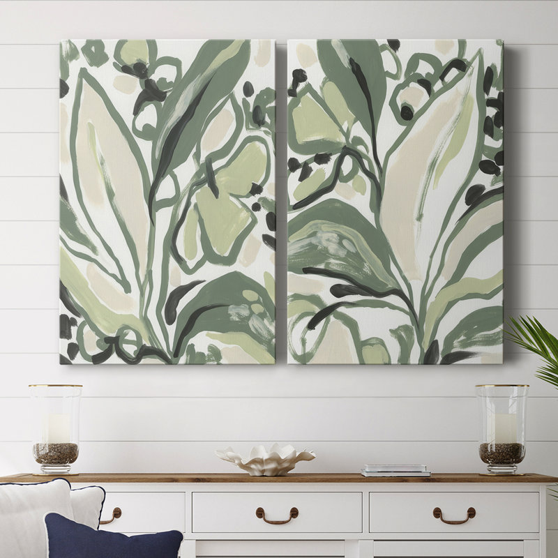 Toile tendue avec châssis Foliage Rhythm I-Premium - prêt à être accroché, H 48 po x l 64 po