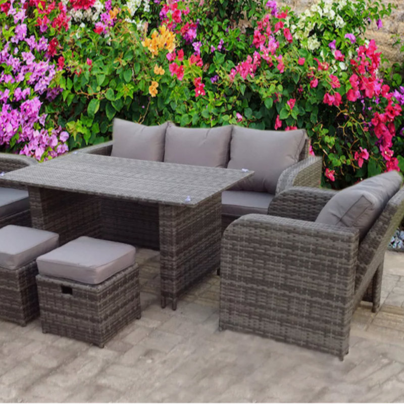 7 - Person Wicker Patio Dining Set with Rectangular Table