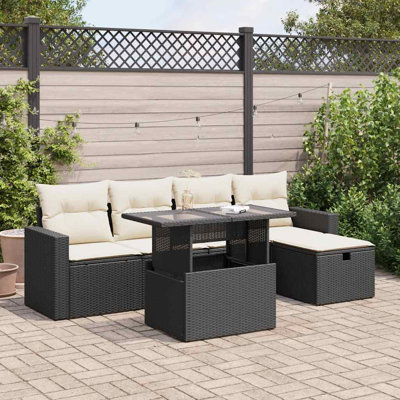 Ensemble de canapé de jardin Vidaxl noir, blanc crème