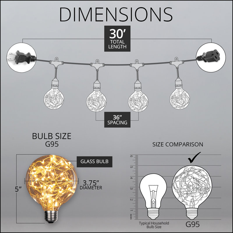 Kenia Outdoor 10 - Bulb 30'' Plug-in Globe String Light