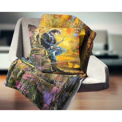 Coussin décoratif «Man with Saxophone - Contemporary»