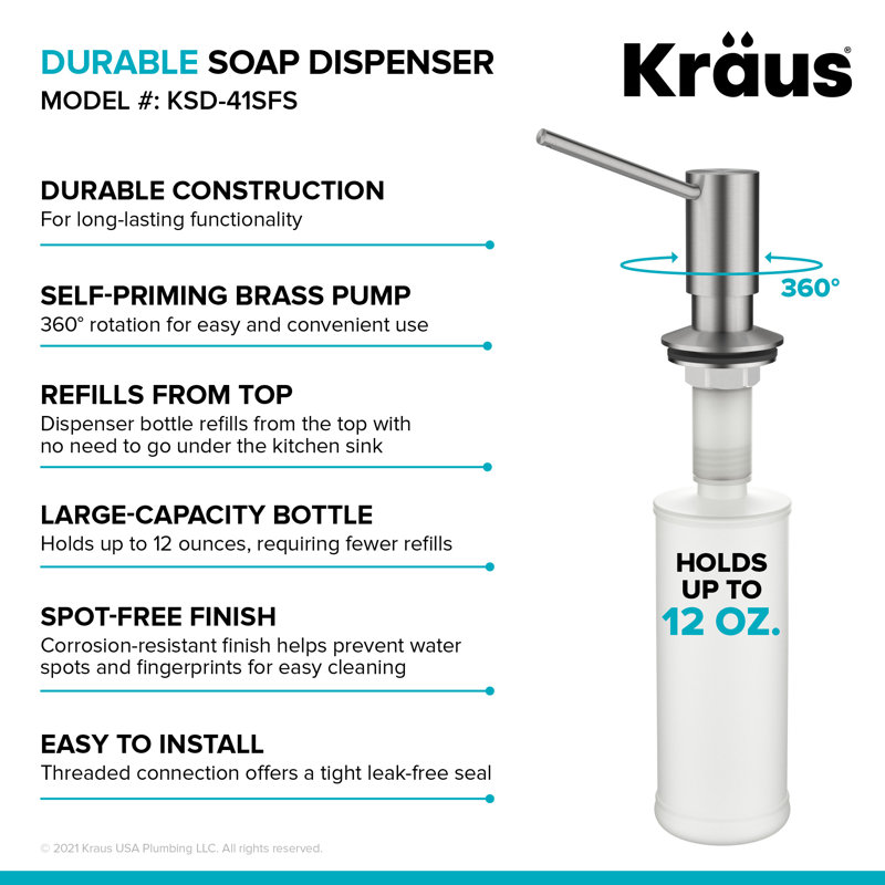Stainless Steel Spring Loaded Kitchen Soap Dispenser