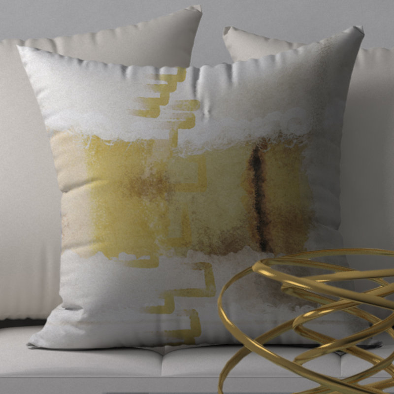 Housse et insert d'oreiller carré Finest Joy, 20 po x 20 po, Jaune / blanc / beige