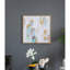 20% Cadre en plastique 39,5 po, peinture à l'huile carrée pour décoration murale de salle à manger, bureau moderne encadré, avec formes et accents dorés